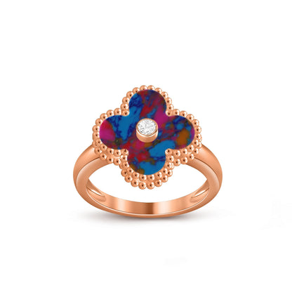 [Azure Tears]LUCKY CLOVER DIAMOND-ACCENT ROSE GOLD RING COLLECTION
