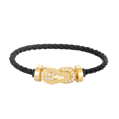 [Azure Tears]LARGE 8-FIGURE BUCKLE HALF DIAMOND BRACELET - GOLD