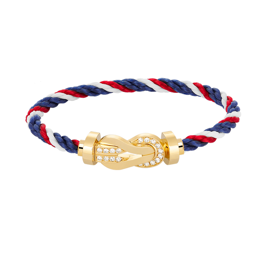 [Azure Tears]LARGE 8-FIGURE BUCKLE HALF DIAMOND BRACELET - GOLD