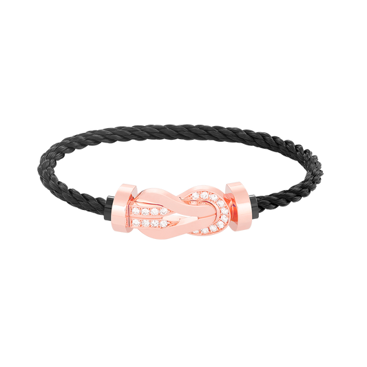 [Azure Tears]LARGE 8-FIGURE BUCKLE HALF DIAMOND BRACELET - ROSE GOLD