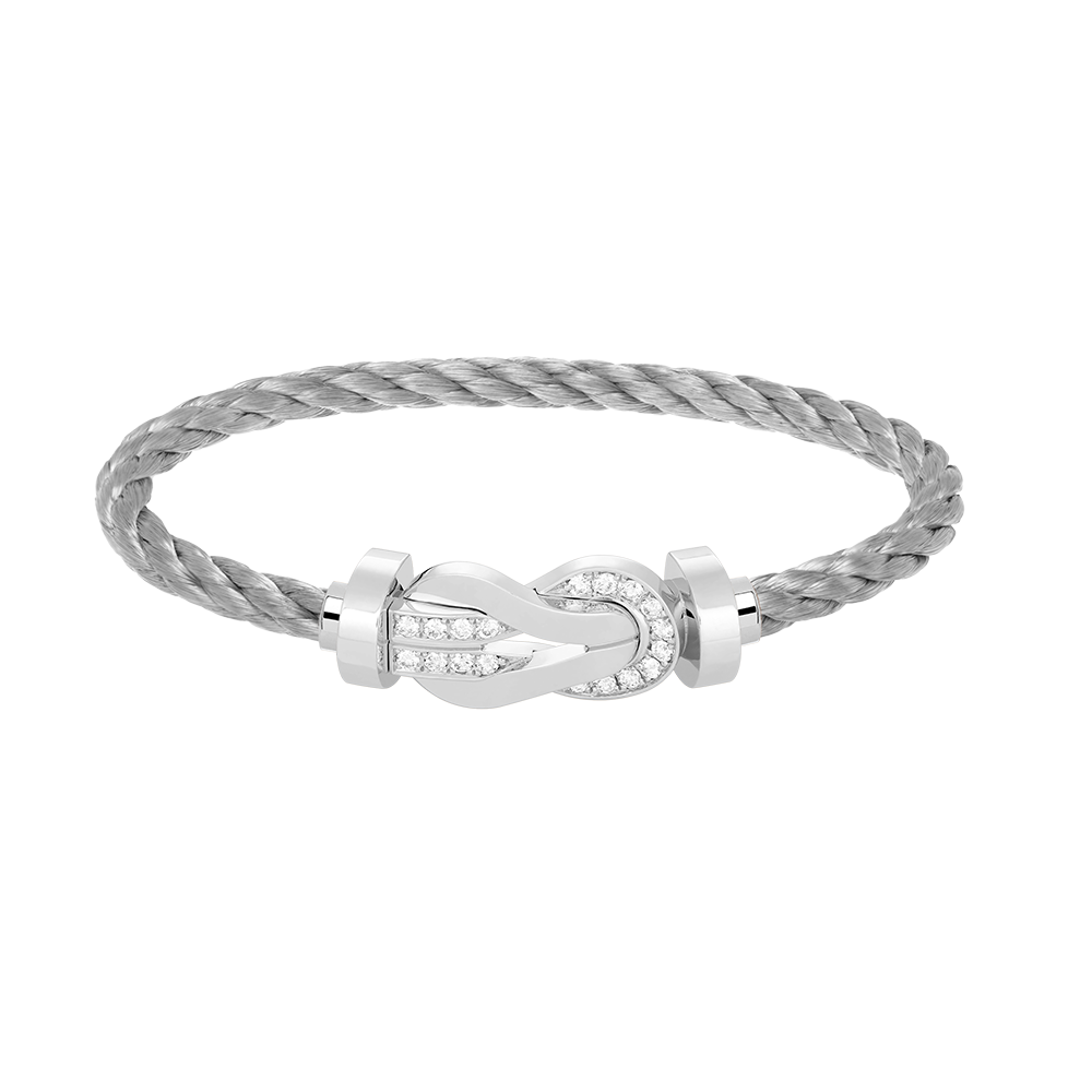 [Azure Tears]LARGE 8-FIGURE BUCKLE HALF DIAMOND BRACELET - WHITE GOLD
