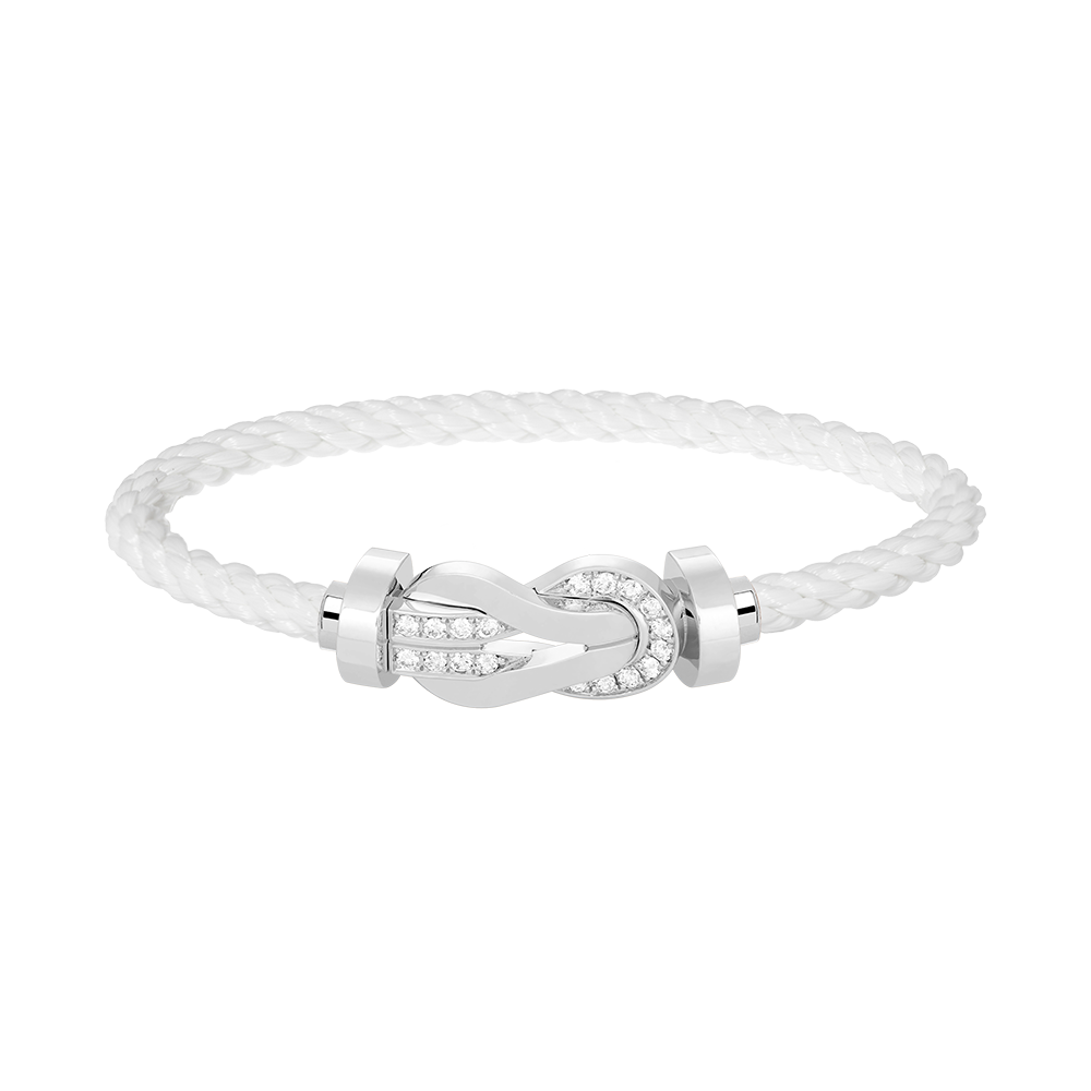 [Azure Tears]LARGE 8-FIGURE BUCKLE HALF DIAMOND BRACELET - WHITE GOLD