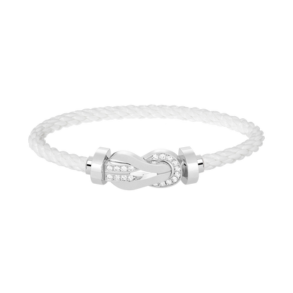 [Azure Tears]LARGE 8-FIGURE BUCKLE HALF DIAMOND BRACELET - WHITE GOLD