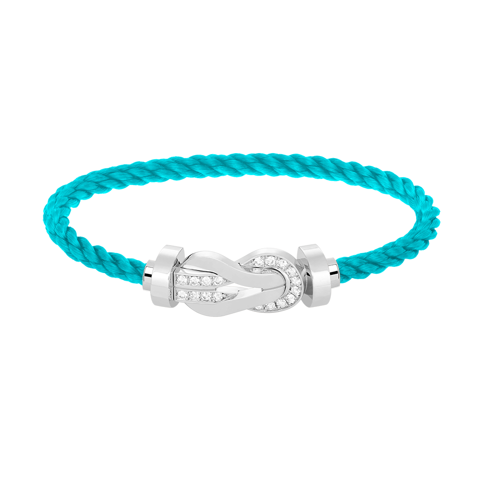 [Azure Tears]LARGE 8-FIGURE BUCKLE HALF DIAMOND BRACELET - WHITE GOLD