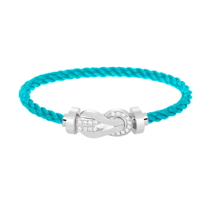[Azure Tears]LARGE 8-FIGURE BUCKLE HALF DIAMOND BRACELET - WHITE GOLD