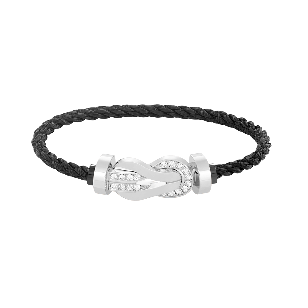 [Azure Tears]LARGE 8-FIGURE BUCKLE HALF DIAMOND BRACELET - WHITE GOLD