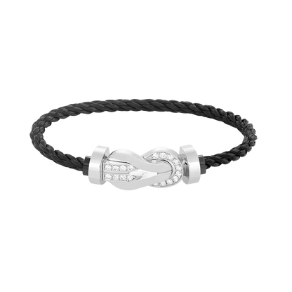[Azure Tears]LARGE 8-FIGURE BUCKLE HALF DIAMOND BRACELET - WHITE GOLD