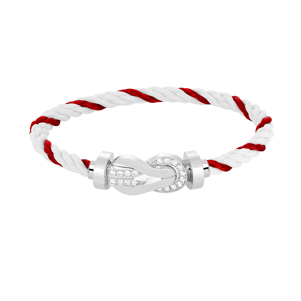 [Azure Tears]LARGE 8-FIGURE BUCKLE HALF DIAMOND BRACELET - WHITE GOLD