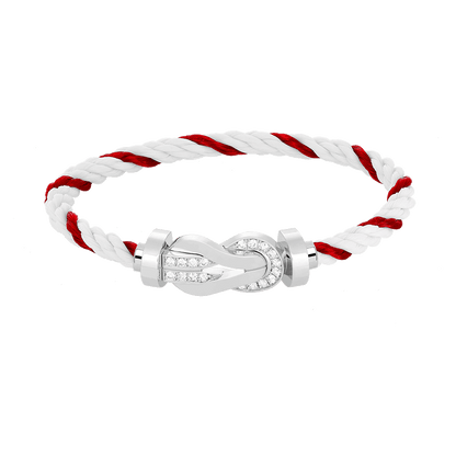 [Azure Tears]LARGE 8-FIGURE BUCKLE HALF DIAMOND BRACELET - WHITE GOLD