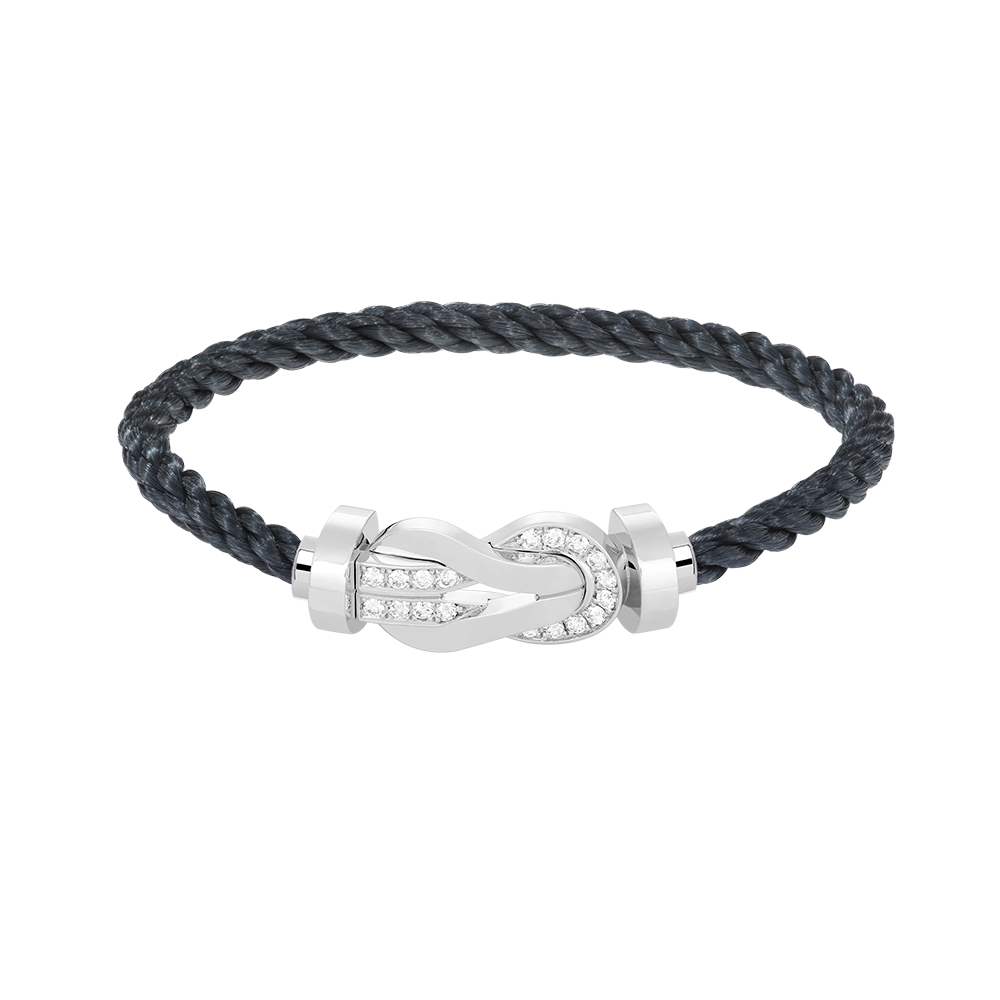 [Azure Tears]LARGE 8-FIGURE BUCKLE HALF DIAMOND BRACELET - WHITE GOLD