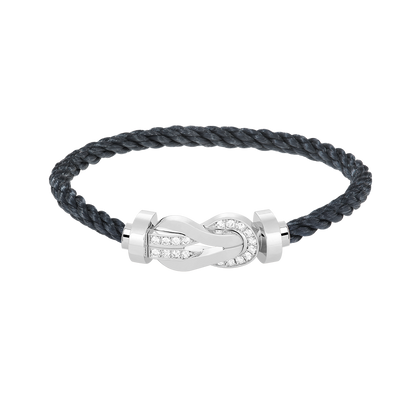 [Azure Tears]LARGE 8-FIGURE BUCKLE HALF DIAMOND BRACELET - WHITE GOLD