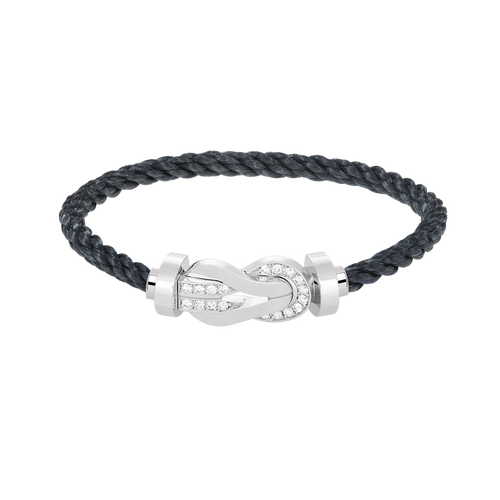 [Azure Tears]LARGE 8-FIGURE BUCKLE HALF DIAMOND BRACELET - WHITE GOLD