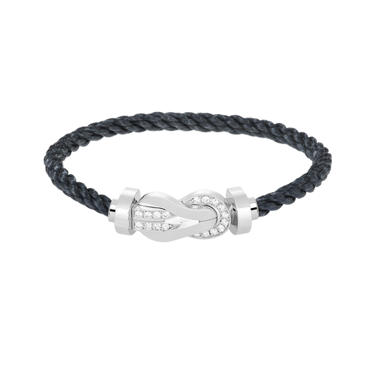 [Azure Tears]LARGE 8-FIGURE BUCKLE HALF DIAMOND BRACELET - WHITE GOLD