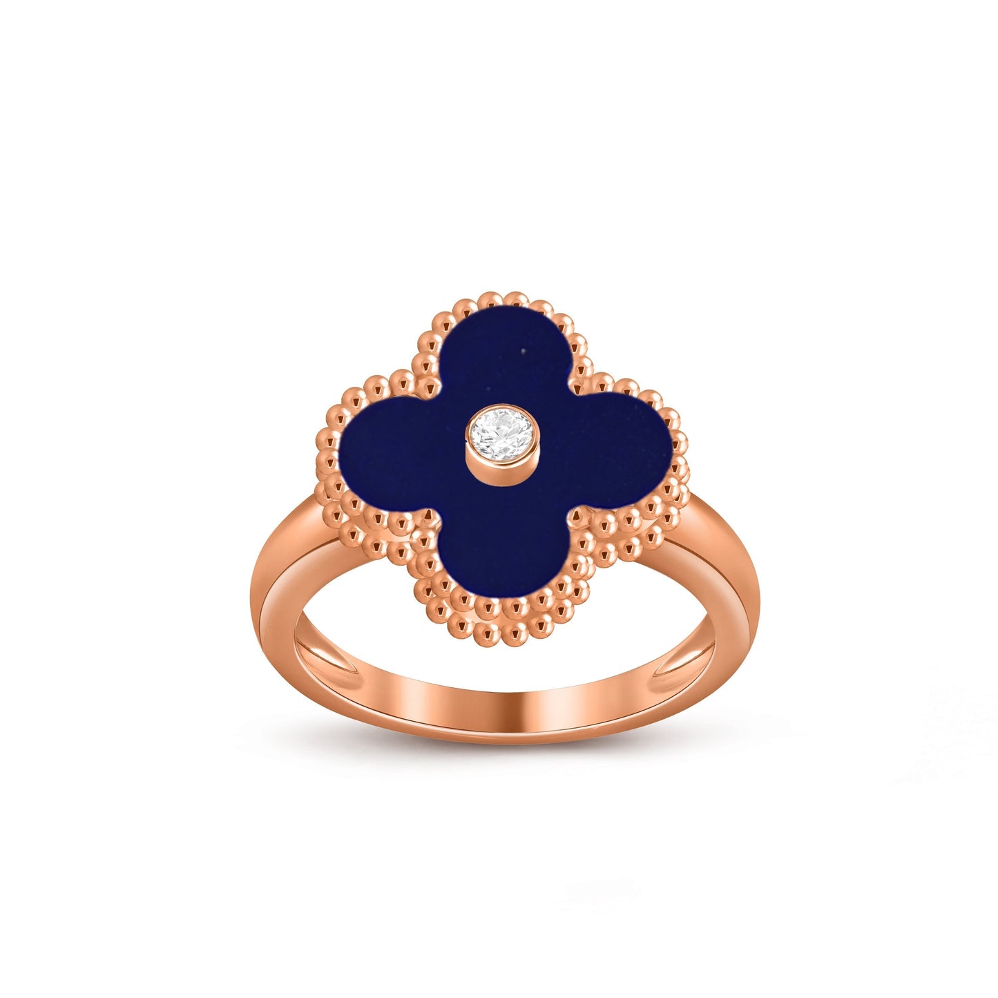 [Azure Tears]LUCKY CLOVER DIAMOND-ACCENT ROSE GOLD RING COLLECTION