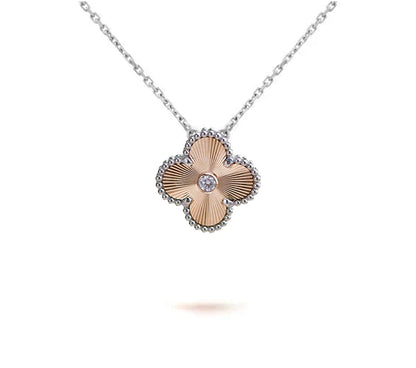 [Azure Tears]15MM CLOVER FLOWER PENDANT NECKLACE WHITE GOLD COLLECTION