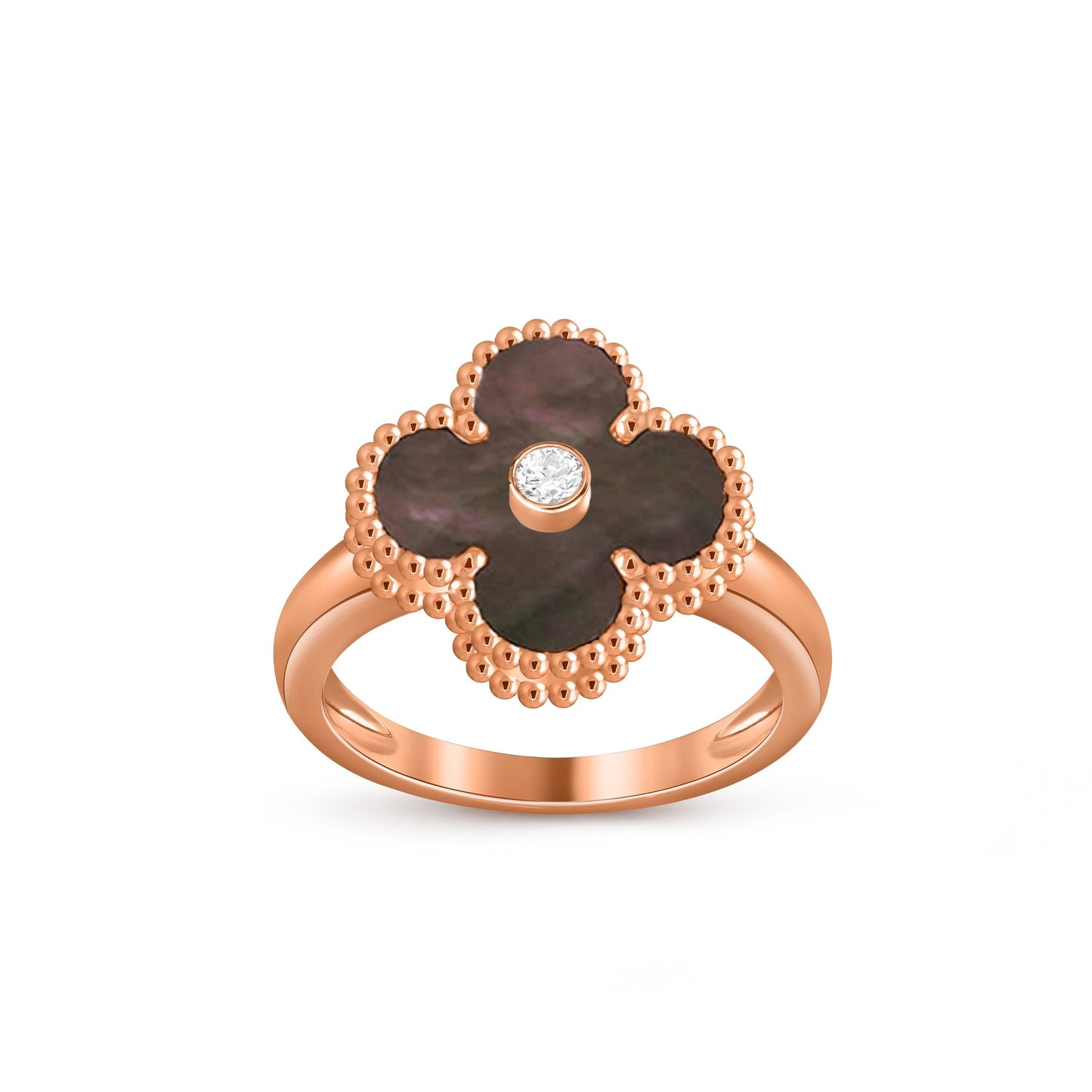 [Azure Tears]LUCKY CLOVER DIAMOND-ACCENT ROSE GOLD RING COLLECTION
