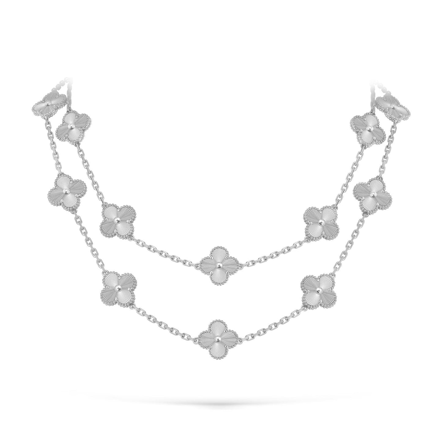 [Azure Tears]CLASSIC 20-MOTIF LUCKY CLOVER LONG NECKLACE WHITE GOLD COLLECTION
