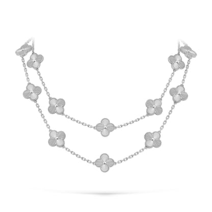 [Azure Tears]CLASSIC 20-MOTIF LUCKY CLOVER LONG NECKLACE WHITE GOLD COLLECTION
