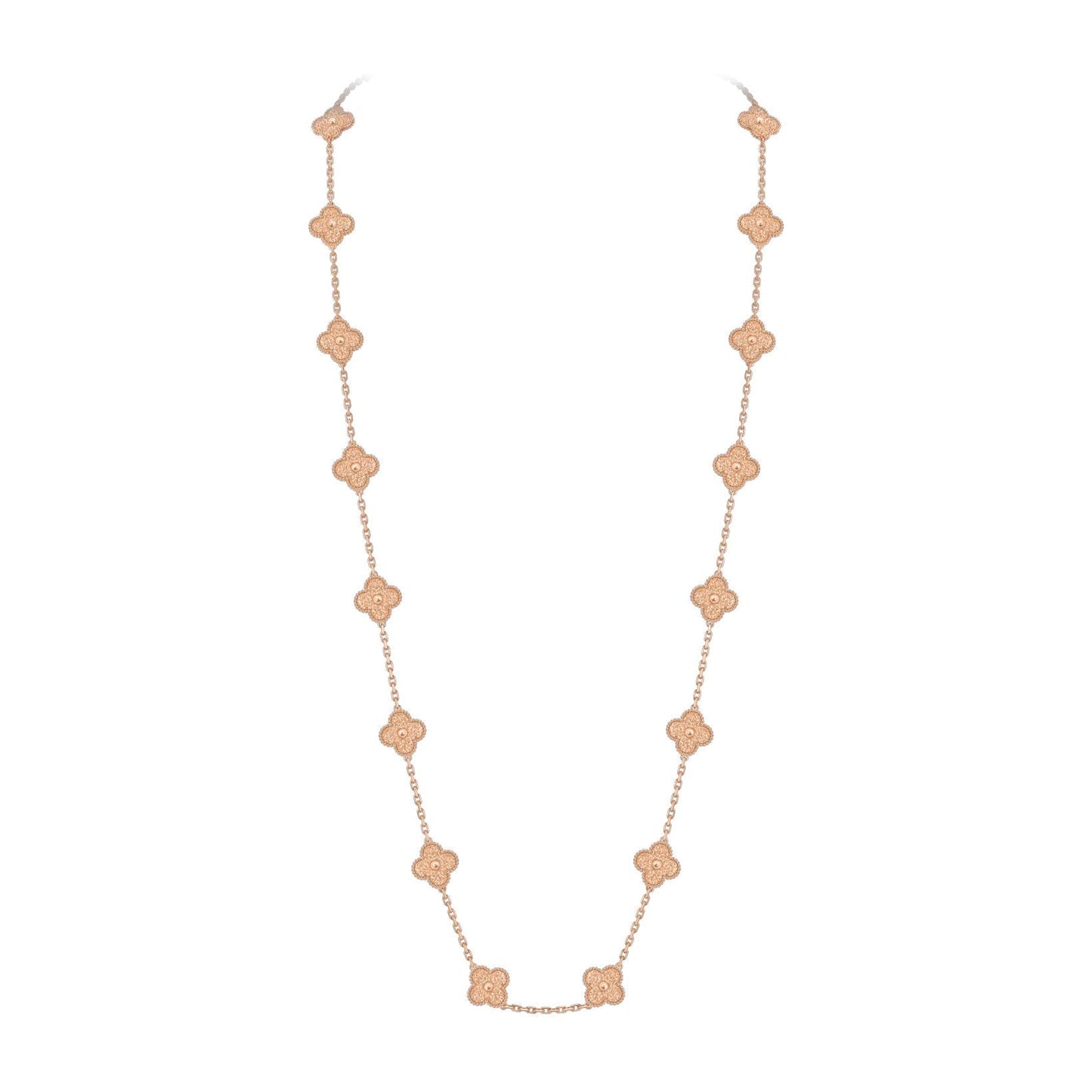 [Azure Tears]CLASSIC 20-MOTIF LUCKY CLOVER LONG NECKLACE ROSE GOLD COLLECTION