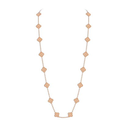 [Azure Tears]CLASSIC 20-MOTIF LUCKY CLOVER LONG NECKLACE ROSE GOLD COLLECTION