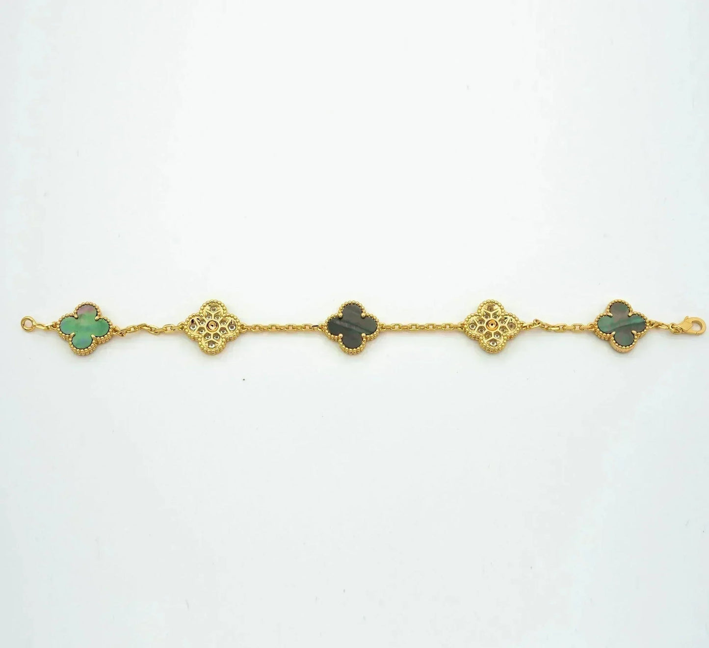 [Azure Tears]LUCKY CLOVER 5-MOTIF BRACELET - GREY MOTHER-OF-PEARL COLLECTION