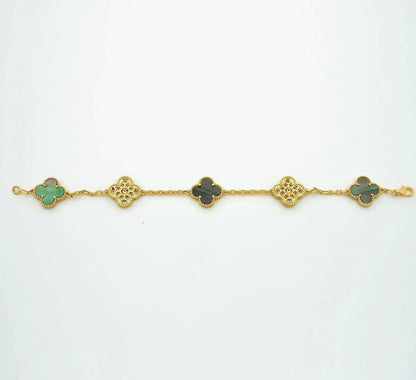 [Azure Tears]LUCKY CLOVER 5-MOTIF BRACELET - GREY MOTHER-OF-PEARL COLLECTION