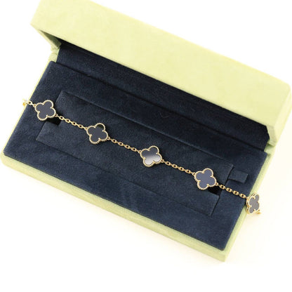 [Azure Tears]LUCKY CLOVER 5-MOTIF BRACELET - BLACK OXNY COLLECTION
