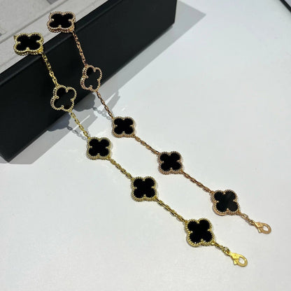 [Azure Tears]LUCKY CLOVER 5-MOTIF BRACELET - BLACK OXNY COLLECTION