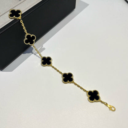 [Azure Tears]LUCKY CLOVER 5-MOTIF BRACELET - BLACK OXNY COLLECTION