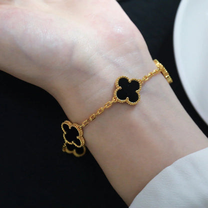 [Azure Tears]LUCKY CLOVER 5-MOTIF BRACELET - BLACK OXNY COLLECTION