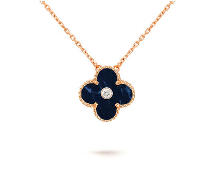 [Azure Tears]15MM CLOVER FLOWER DIAMOND PENDANT NECKLACE COLLECTION