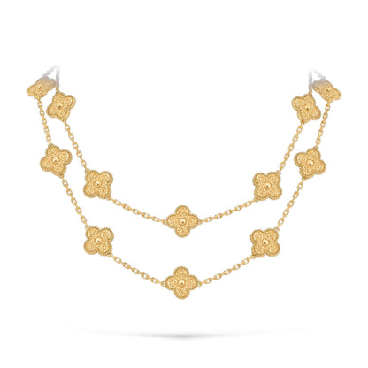 [Azure Tears]CLASSIC 20-MOTIF LUCKY CLOVER LONG NECKLACE GOLD COLLECTION