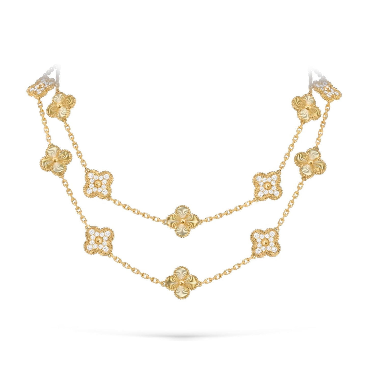 [Azure Tears]CLASSIC 20-MOTIF LUCKY CLOVER LONG NECKLACE GOLD COLLECTION