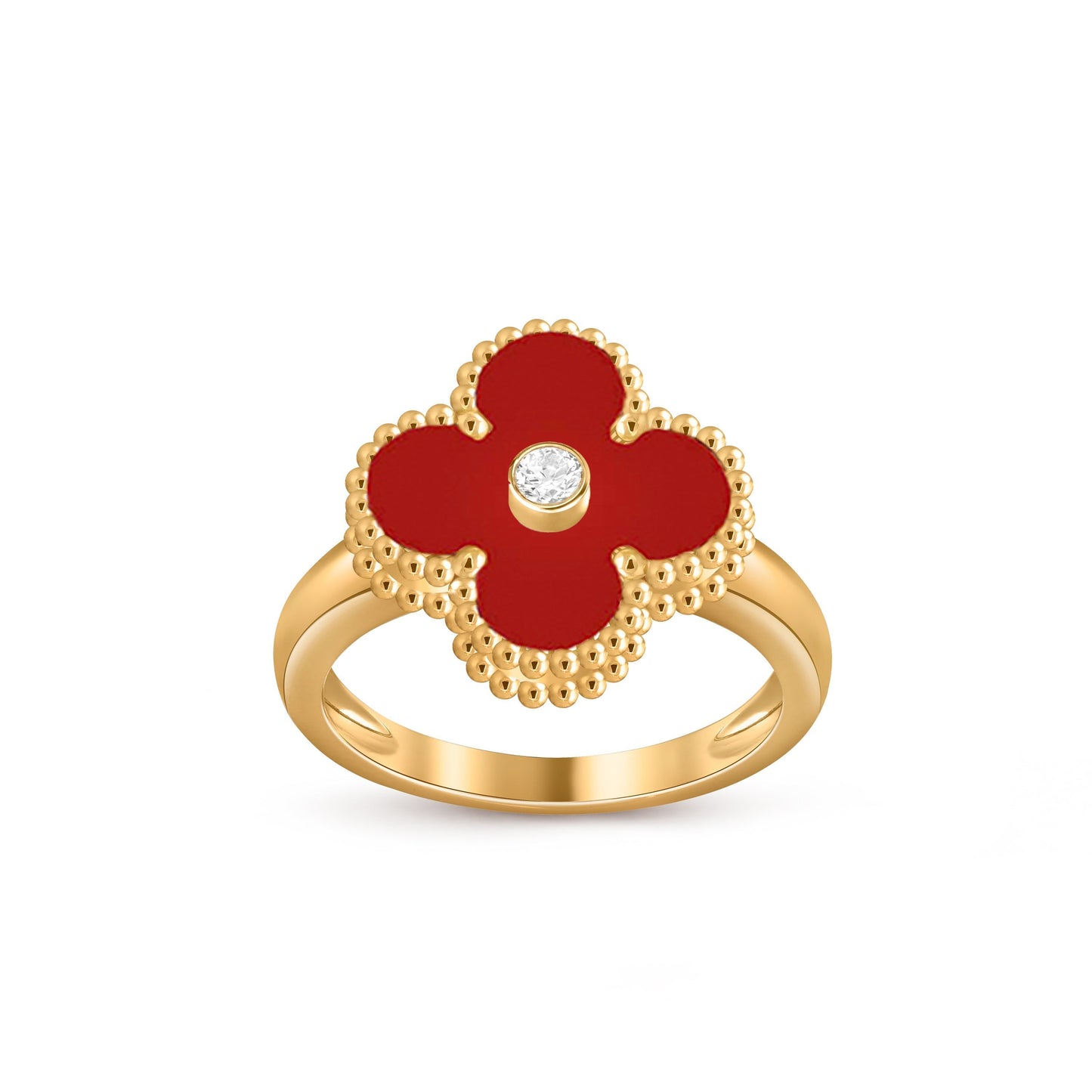 [Azure Tears]LUCKY CLOVER DIAMOND-ACCENT GOLD RING COLLECTION