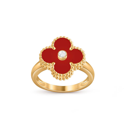 [Azure Tears]LUCKY CLOVER DIAMOND-ACCENT GOLD RING COLLECTION