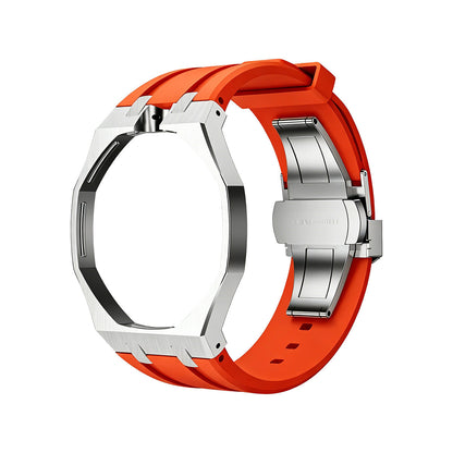 [Azure Tears]OAK POP ORANGE-RED STEEL SILICONE STRAP