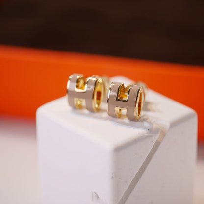 [Azure Tears]MINI POP H GOLD EARRINGS GREY