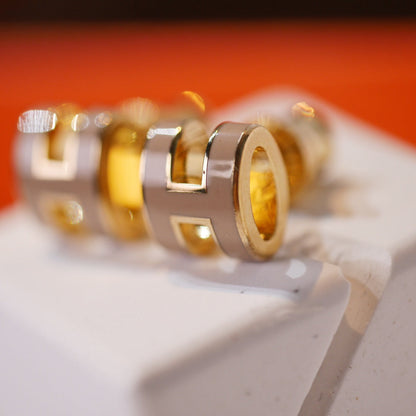 [Azure Tears]MINI POP H GOLD EARRINGS GREY