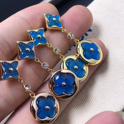 [Azure Tears]STAR AND SUN AGATE DIAMOND EARRINGS