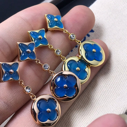 [Azure Tears]STAR AND SUN AGATE DIAMOND EARRINGS