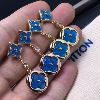[Azure Tears]STAR AND SUN AGATE DIAMOND EARRINGS