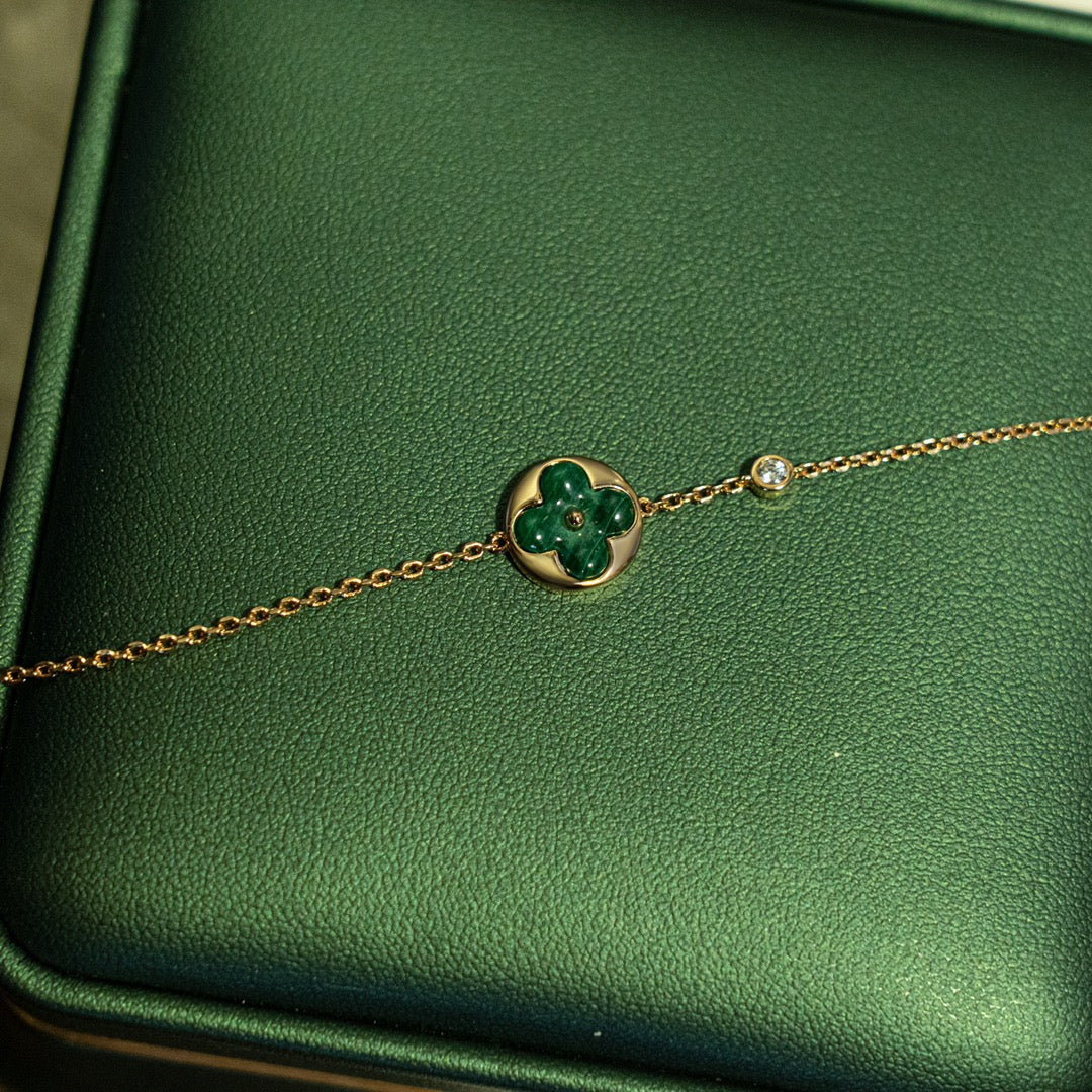 [Azure Tears]SUN MALACHITE 1 DIAMOND ROSE GOLD BRACELET