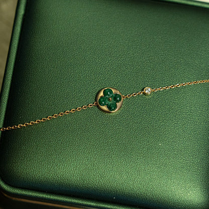 [Azure Tears]SUN MALACHITE 1 DIAMOND ROSE GOLD BRACELET