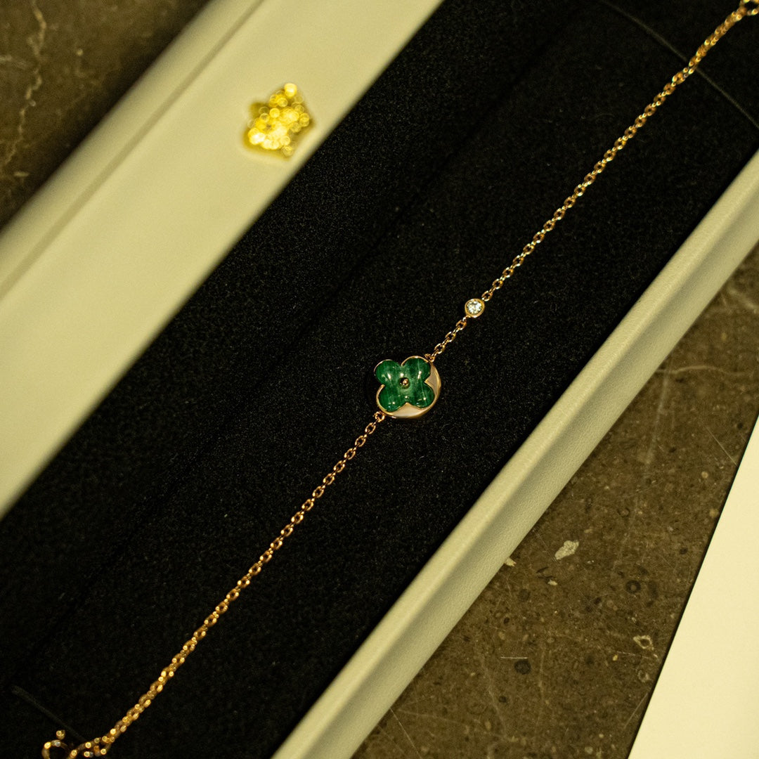 [Azure Tears]SUN MALACHITE 1 DIAMOND ROSE GOLD BRACELET