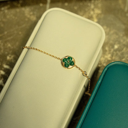 [Azure Tears]SUN MALACHITE 1 DIAMOND ROSE GOLD BRACELET
