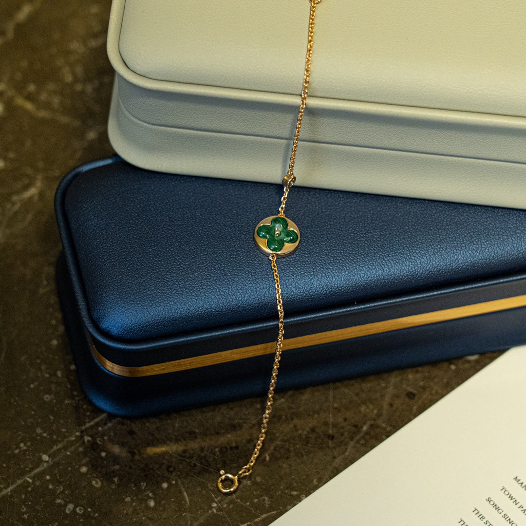 [Azure Tears]SUN MALACHITE 1 DIAMOND ROSE GOLD BRACELET