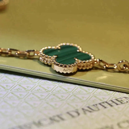 [Azure Tears]LUCKY CLOVER 5-MOTIF BRACELET - MALACHITE COLLECTION