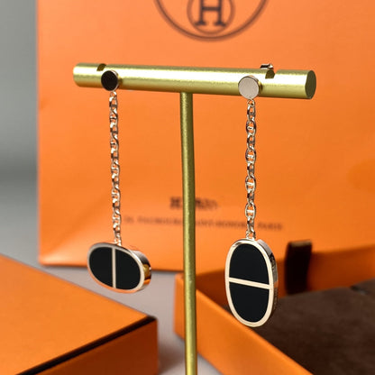 [Azure Tears]CHAINE VERSO BLACK CERAMIC EARRINGS