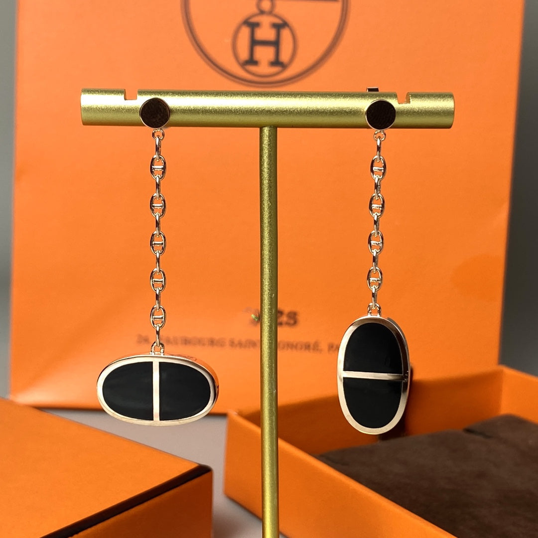 [Azure Tears]CHAINE VERSO BLACK CERAMIC EARRINGS