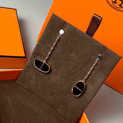 [Azure Tears]CHAINE VERSO BLACK CERAMIC EARRINGS